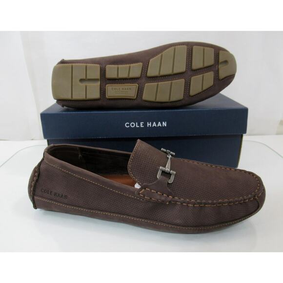Men\'s Cole Haan Wyatt Bit Driver Slip On Loafers Dark Chocolate Nubuck Size 10.5